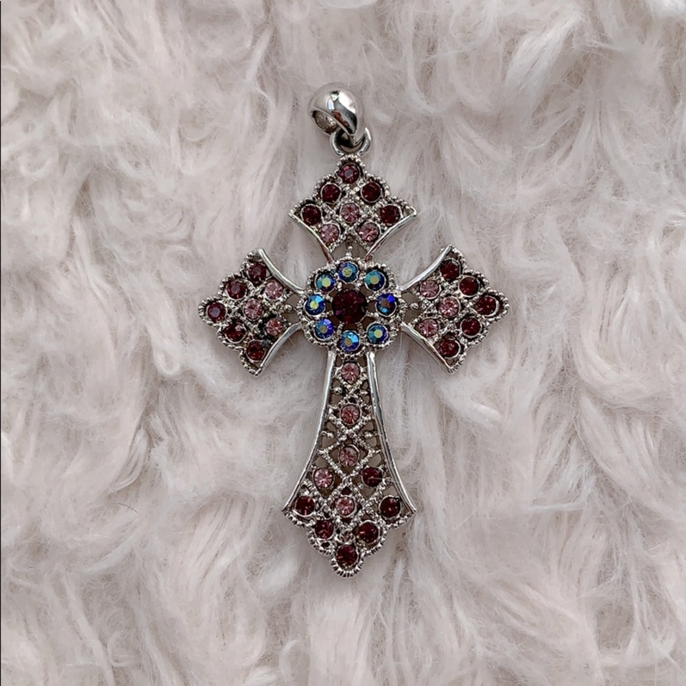 Sparkling Rhinestone Studded Cross Pendant